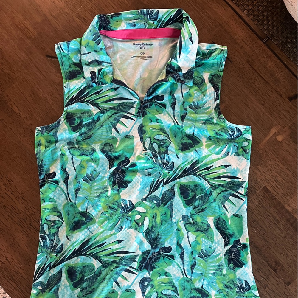 Tommy Bahama Green and Blue Tropical Golf Tank